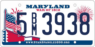 MD license plate 5BM3938