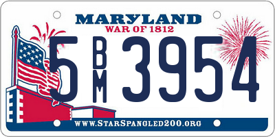 MD license plate 5BM3954