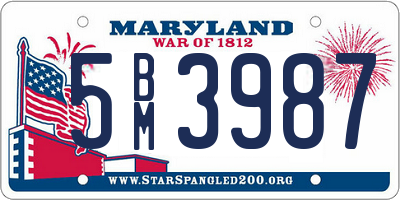 MD license plate 5BM3987