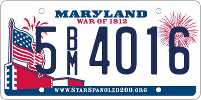 MD license plate 5BM4016