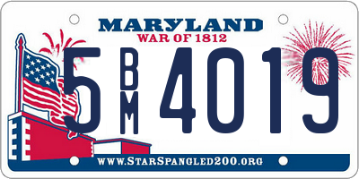 MD license plate 5BM4019