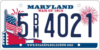 MD license plate 5BM4021