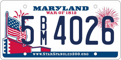MD license plate 5BM4026