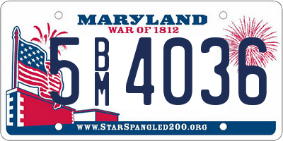 MD license plate 5BM4036