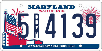 MD license plate 5BM4139