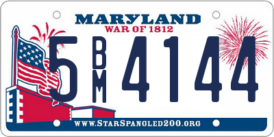 MD license plate 5BM4144