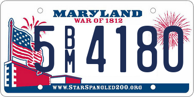 MD license plate 5BM4180