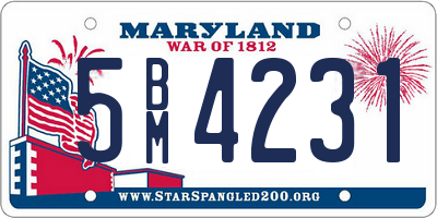 MD license plate 5BM4231