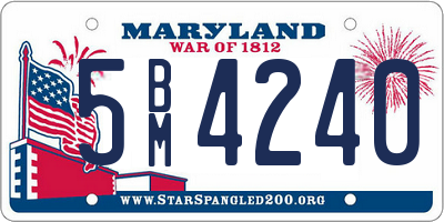 MD license plate 5BM4240