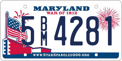 MD license plate 5BM4281
