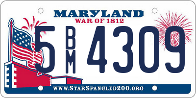 MD license plate 5BM4309
