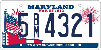 MD license plate 5BM4321