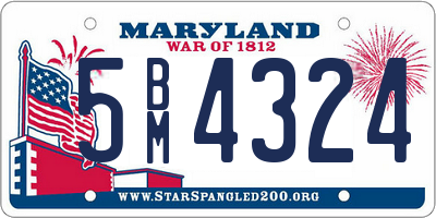 MD license plate 5BM4324