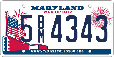 MD license plate 5BM4343