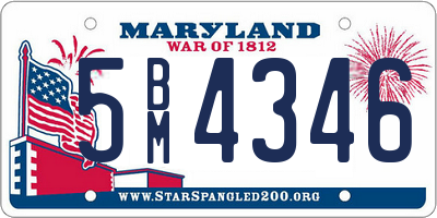 MD license plate 5BM4346