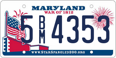 MD license plate 5BM4353