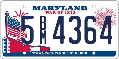 MD license plate 5BM4364