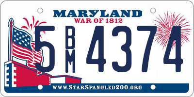 MD license plate 5BM4374