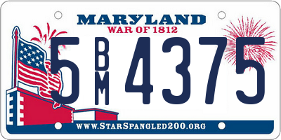 MD license plate 5BM4375