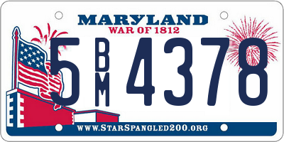MD license plate 5BM4378