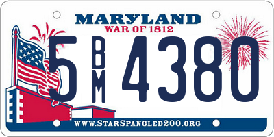 MD license plate 5BM4380