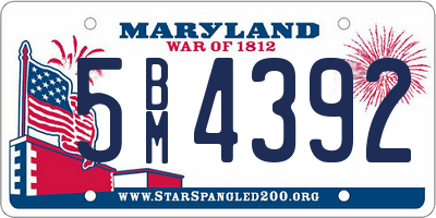MD license plate 5BM4392