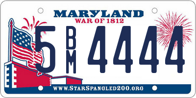 MD license plate 5BM4444