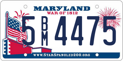 MD license plate 5BM4475