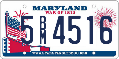 MD license plate 5BM4516