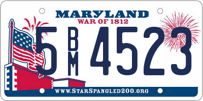 MD license plate 5BM4523
