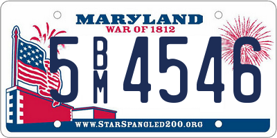 MD license plate 5BM4546