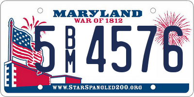MD license plate 5BM4576