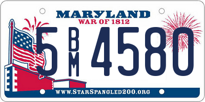 MD license plate 5BM4580