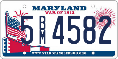 MD license plate 5BM4582