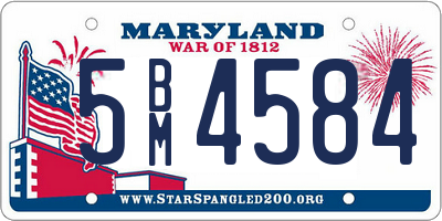 MD license plate 5BM4584