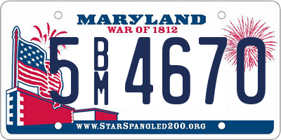 MD license plate 5BM4670