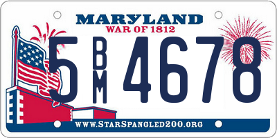 MD license plate 5BM4678