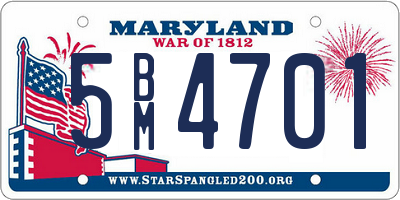 MD license plate 5BM4701