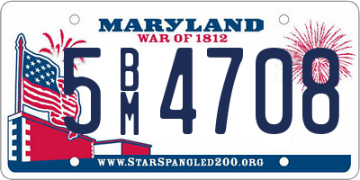 MD license plate 5BM4708
