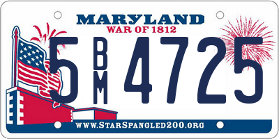 MD license plate 5BM4725