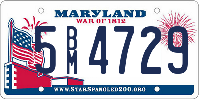 MD license plate 5BM4729