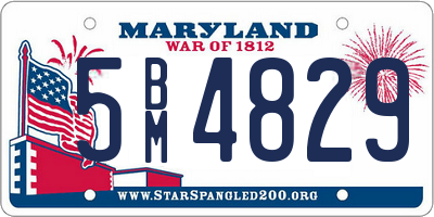 MD license plate 5BM4829