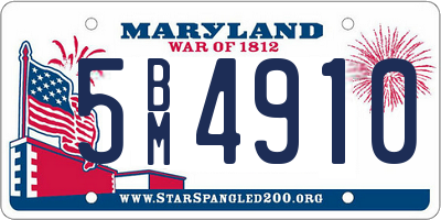 MD license plate 5BM4910