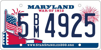 MD license plate 5BM4925