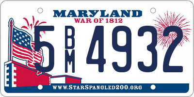 MD license plate 5BM4932