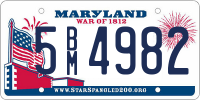 MD license plate 5BM4982
