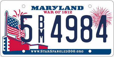 MD license plate 5BM4984