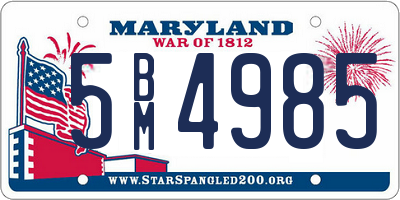 MD license plate 5BM4985