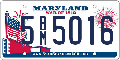 MD license plate 5BM5016