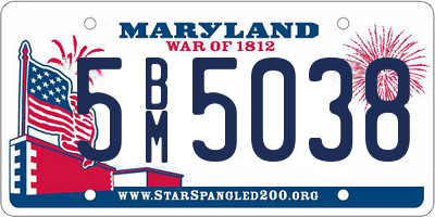 MD license plate 5BM5038